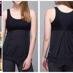 Lululemon Run TaTa Topper Pleated Back Active Tank Size 2 Cinch Waist